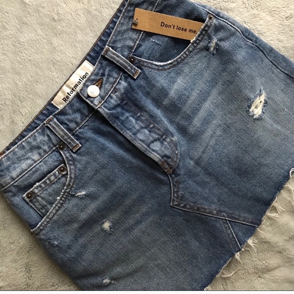 Reformation Dresses & Skirts - NWOT reformation denim mini skirt